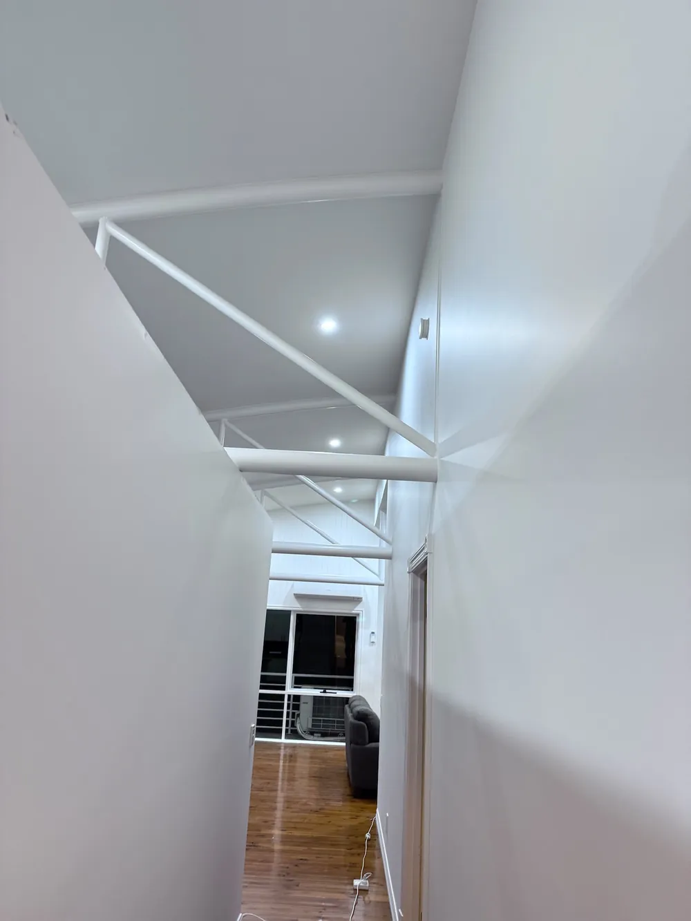Freshly painted feature wall in a living space